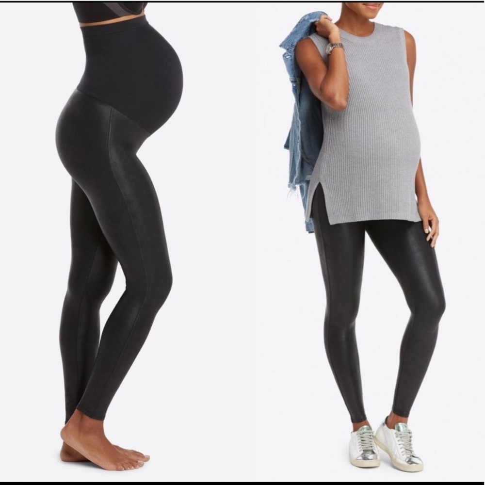 Spanx faux leather maternity leggings